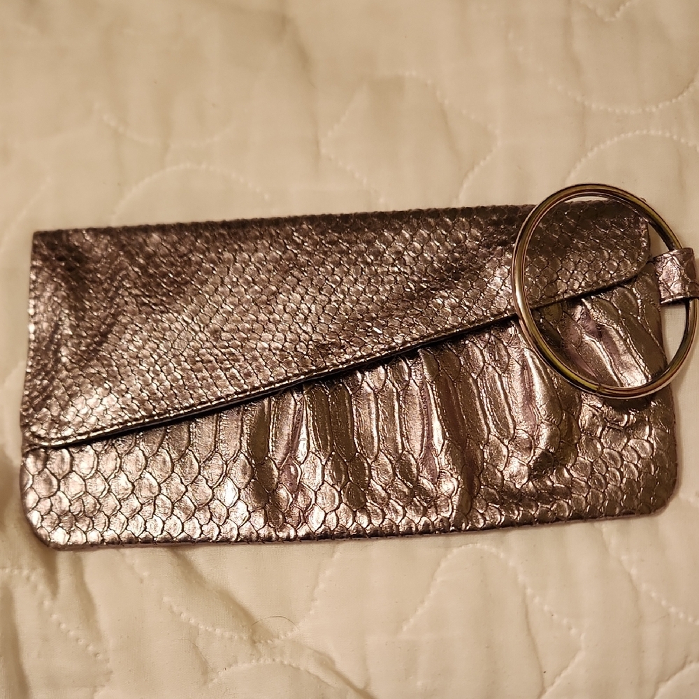Aldo Silver Textured Wristlet Clutch